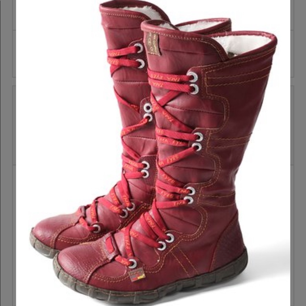 TMA Eyes Red Snake-Embossed Leather Tall Boot